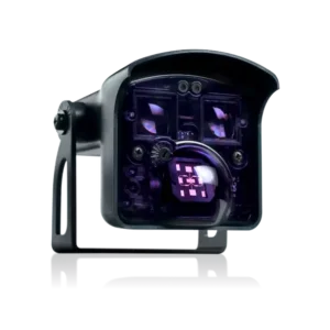 Close‑up view of an industrial motion and presence sensor featuring a protective housing